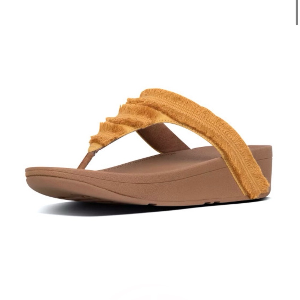 Fitflop Women's Lottie Fringe Thong Sandal Baked Yellow